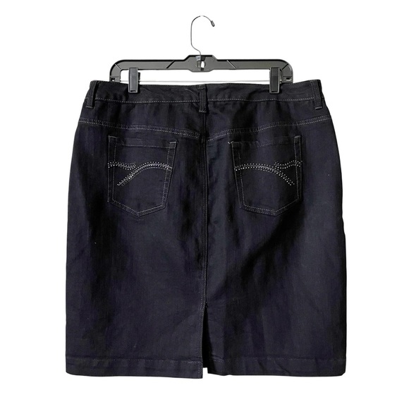 Gloria Vanderbilt Amanda Jean Skirt Womens Size 14 Black Denim Bling Pocket Slit - Picture 4 of 6